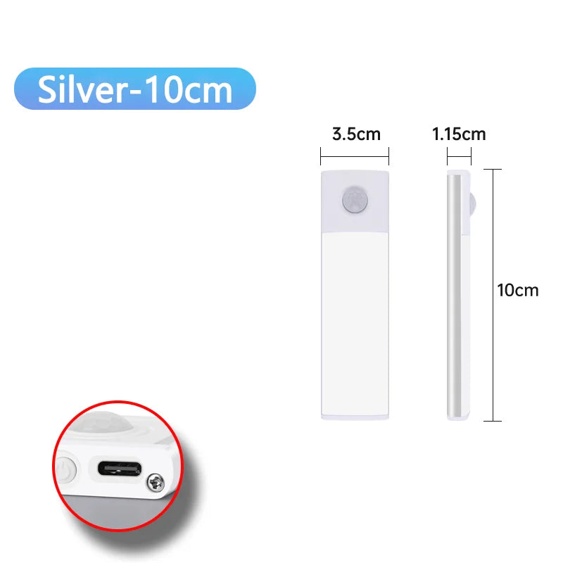 Motion Sensor LED Night Light USB Rechargeable Wireless Lamp for Kitchen, Cabinet, Bedroom & Wardrobe