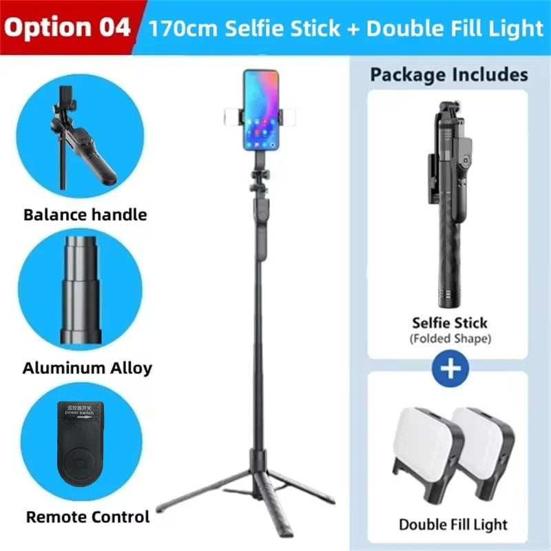 Elevate Pro 1750mm LED Wireless Selfie Stick Tripod