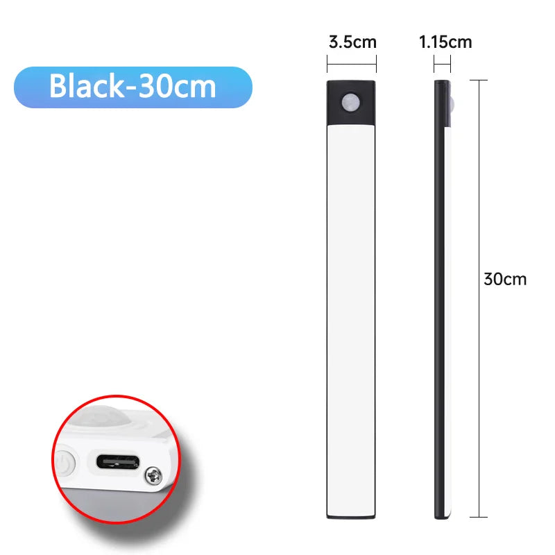 Motion Sensor LED Night Light USB Rechargeable Wireless Lamp for Kitchen, Cabinet, Bedroom & Wardrobe